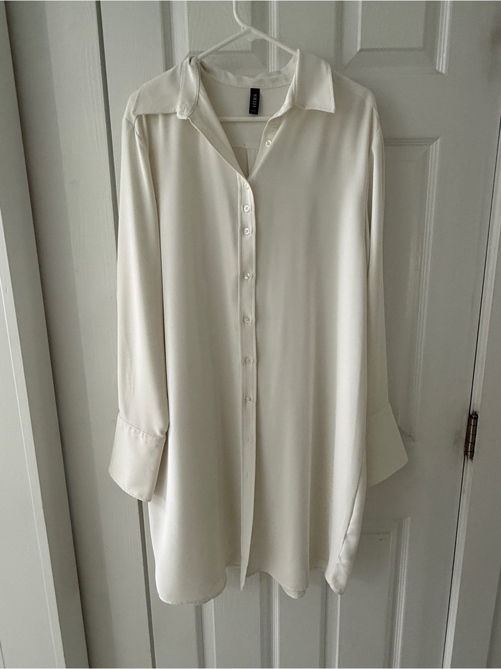 Cream Button-Front Longline Shirt - Joelle designer